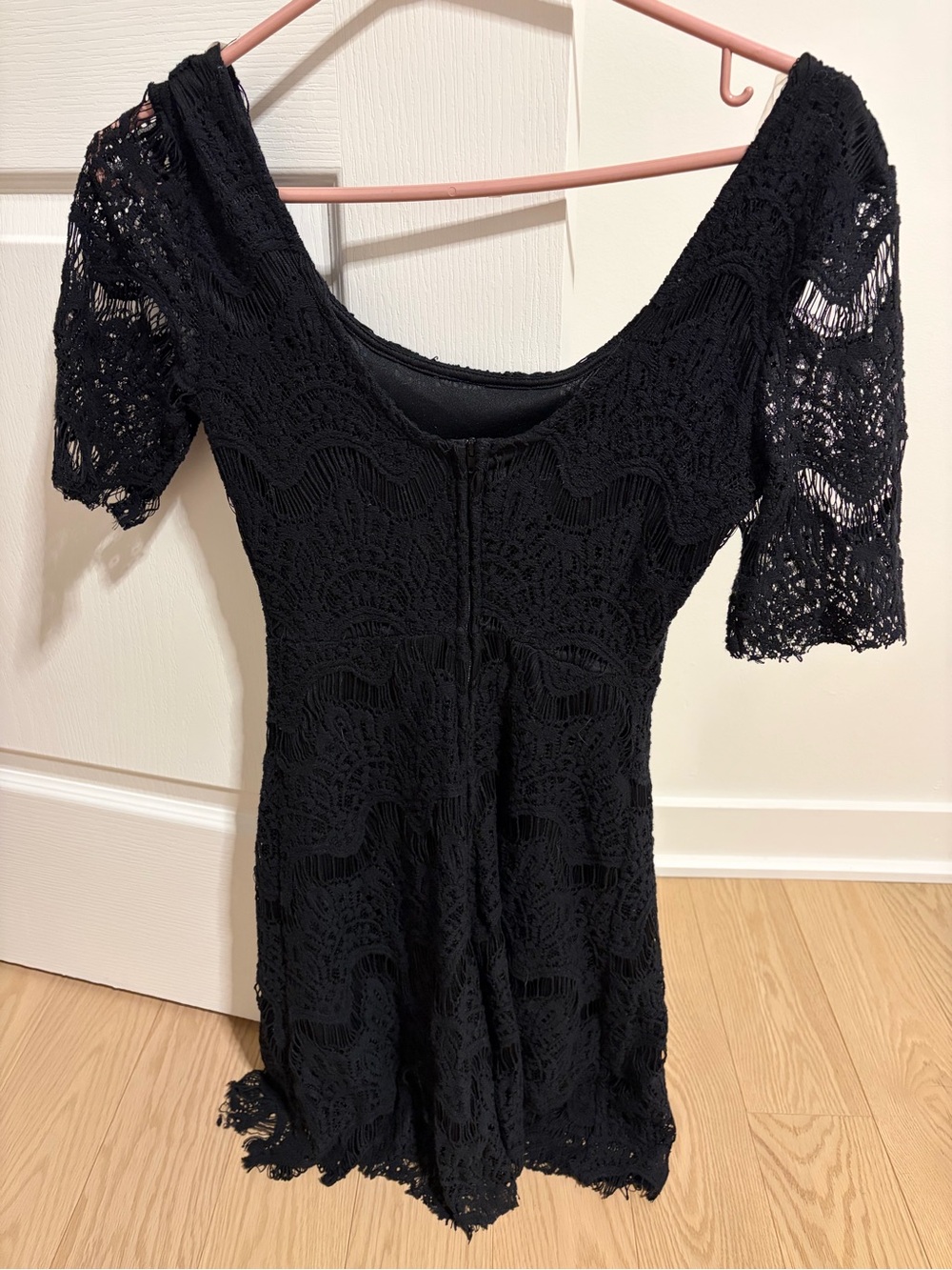 Solemio Black Lace Mini Dress